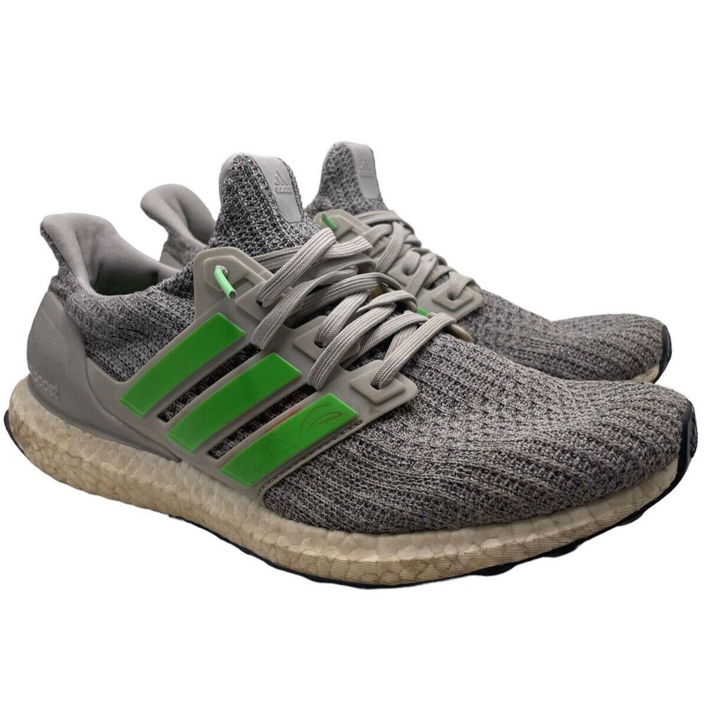 Adidas UltraBOOST 4.0 Men's Running Shoes Gray Green Shock Lime F35235 Size 8.5